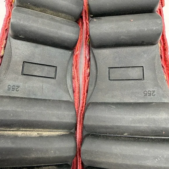 Socofy Red Flower Handcrafted Leather Slip On Loafers Shoes 9.5 - Picture 8 of 9